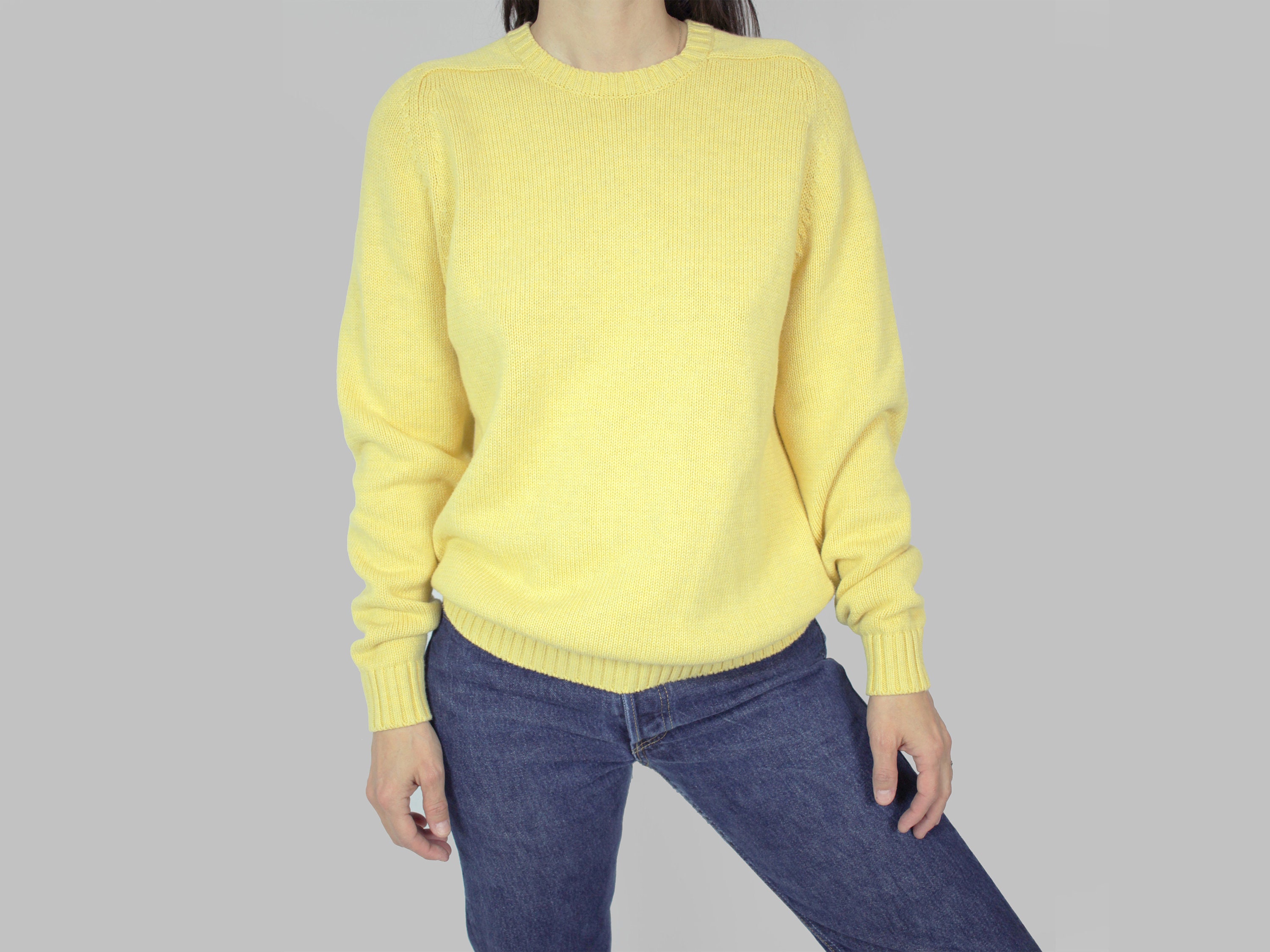 Light Yellow Cotton Sweater Etsy