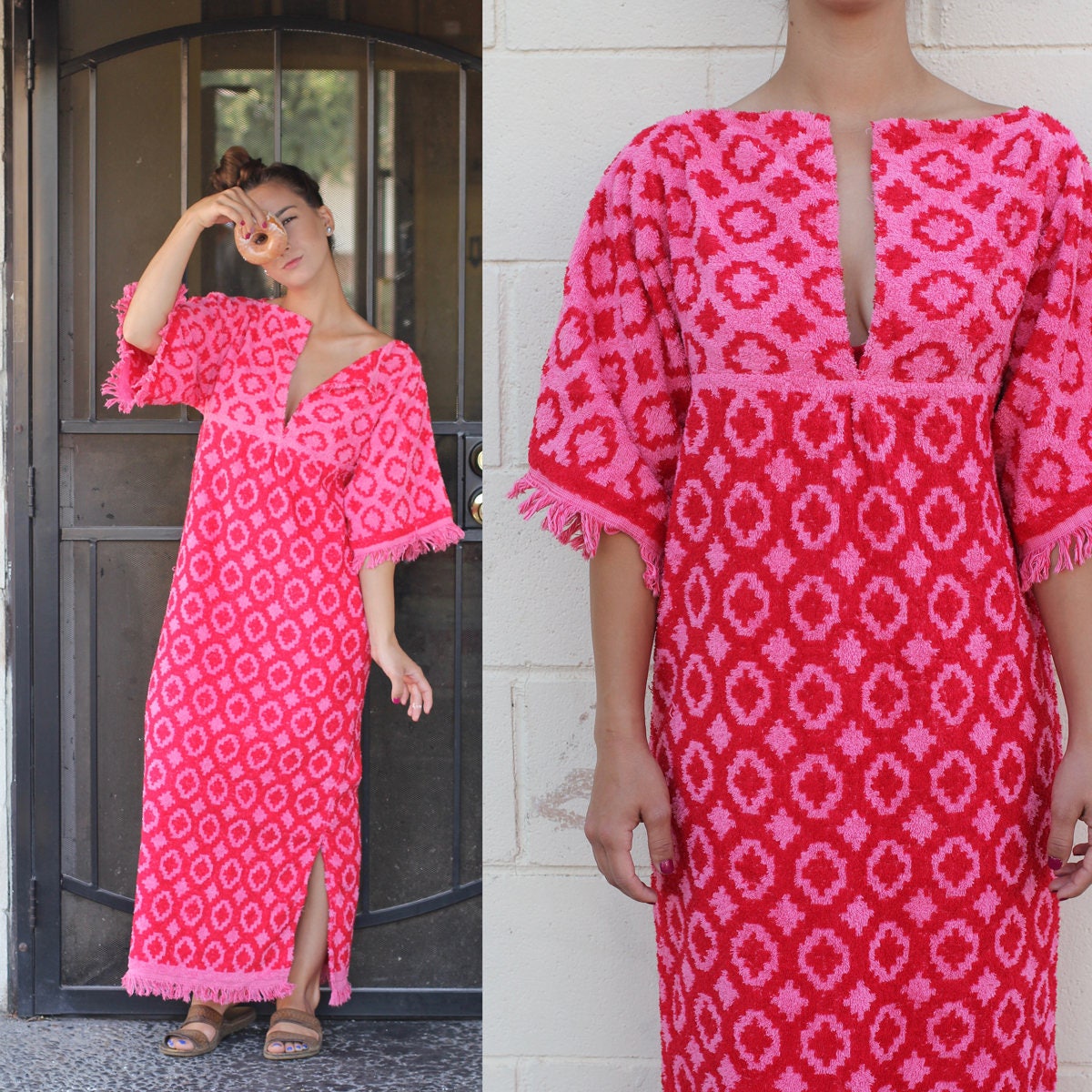 Vintage Towel Dress/ Cover Up/ Terry 