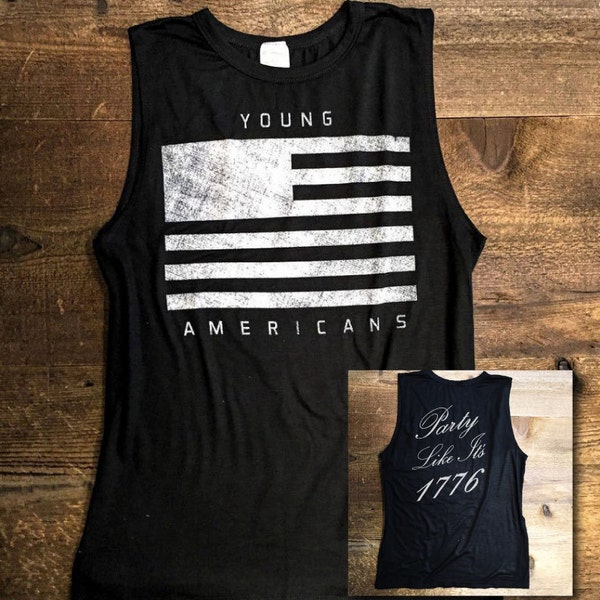 Vendita!! GRANDI giovani americani muscolare Tee, Tee americano, patriottico, grafico, 4 luglio, quarto, partito come esso è 1776