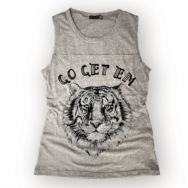 VENDITA!! Grande andare ottenere Em Tiger Heather Grey muscolare Tee palestra, corpo pompa, allenamento Top, serbatoio di muscolo, ascensore