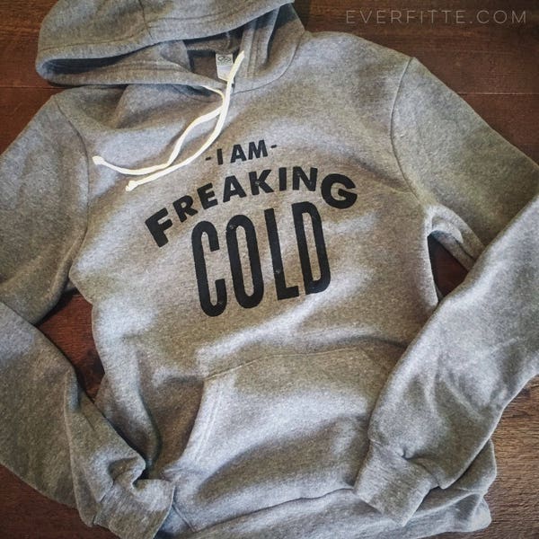 SALE XXL I Am Freaking COLD Unisex Sweatshirt Grey / Black Wide-Neck, Men's Sweatshirt, Cozy Sweatshirt, Raglan Sleeve