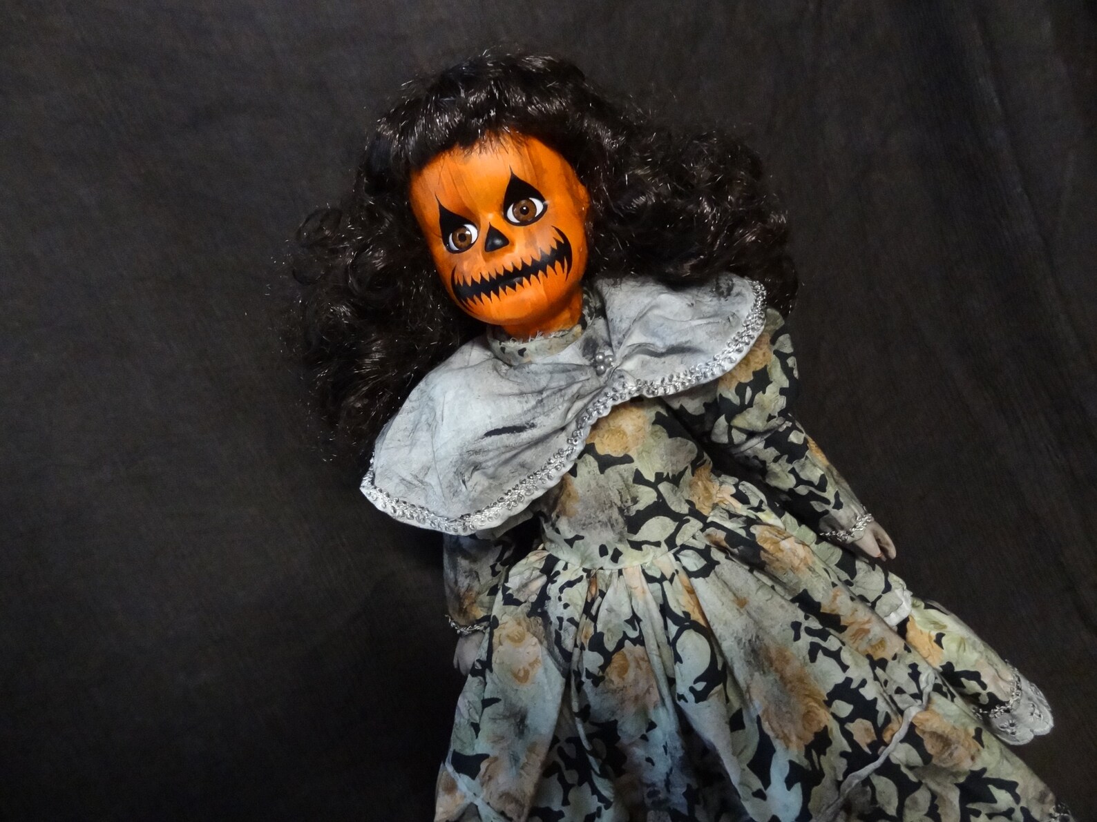 Pumpkin Faced Girl Doll Creepy Cute Halloween Doll Spooky Doll Etsy