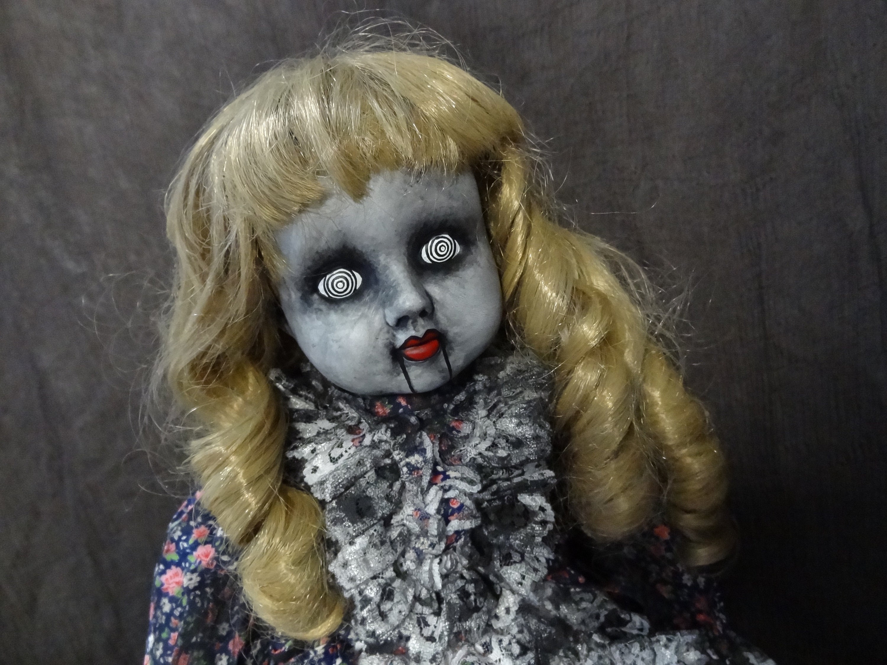 Spooky Doll with Spiral Eyes Creepy Doll Ventriloquist (simulated