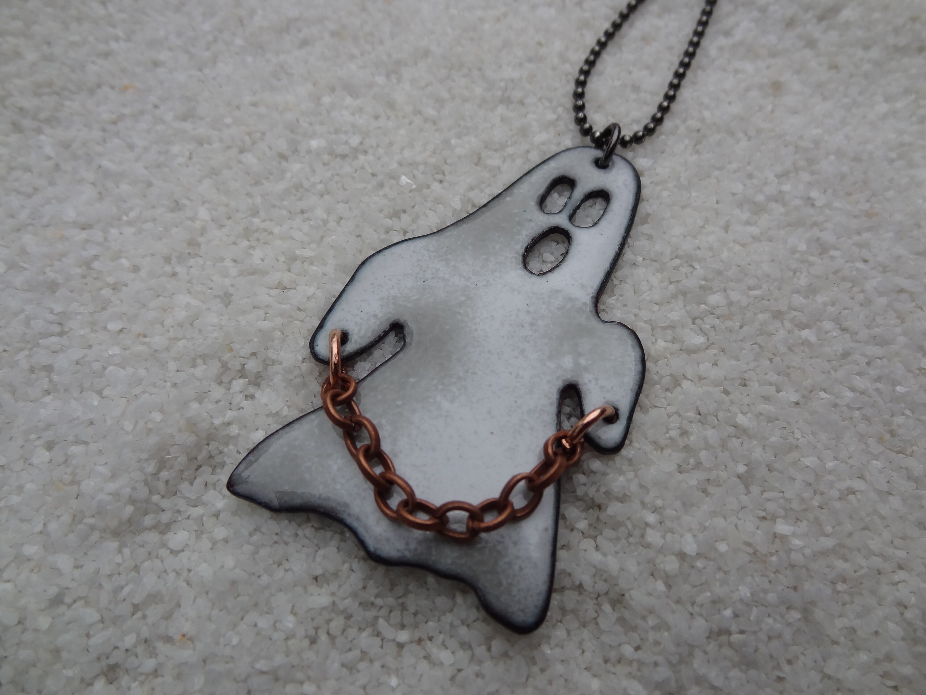 Ghost With Chains Necklace Ghost Jewelry Ghost Holding Copper