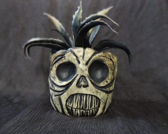Small Creepy Handmade Skull Planter - Great for an Air Plant or Small Succulent!