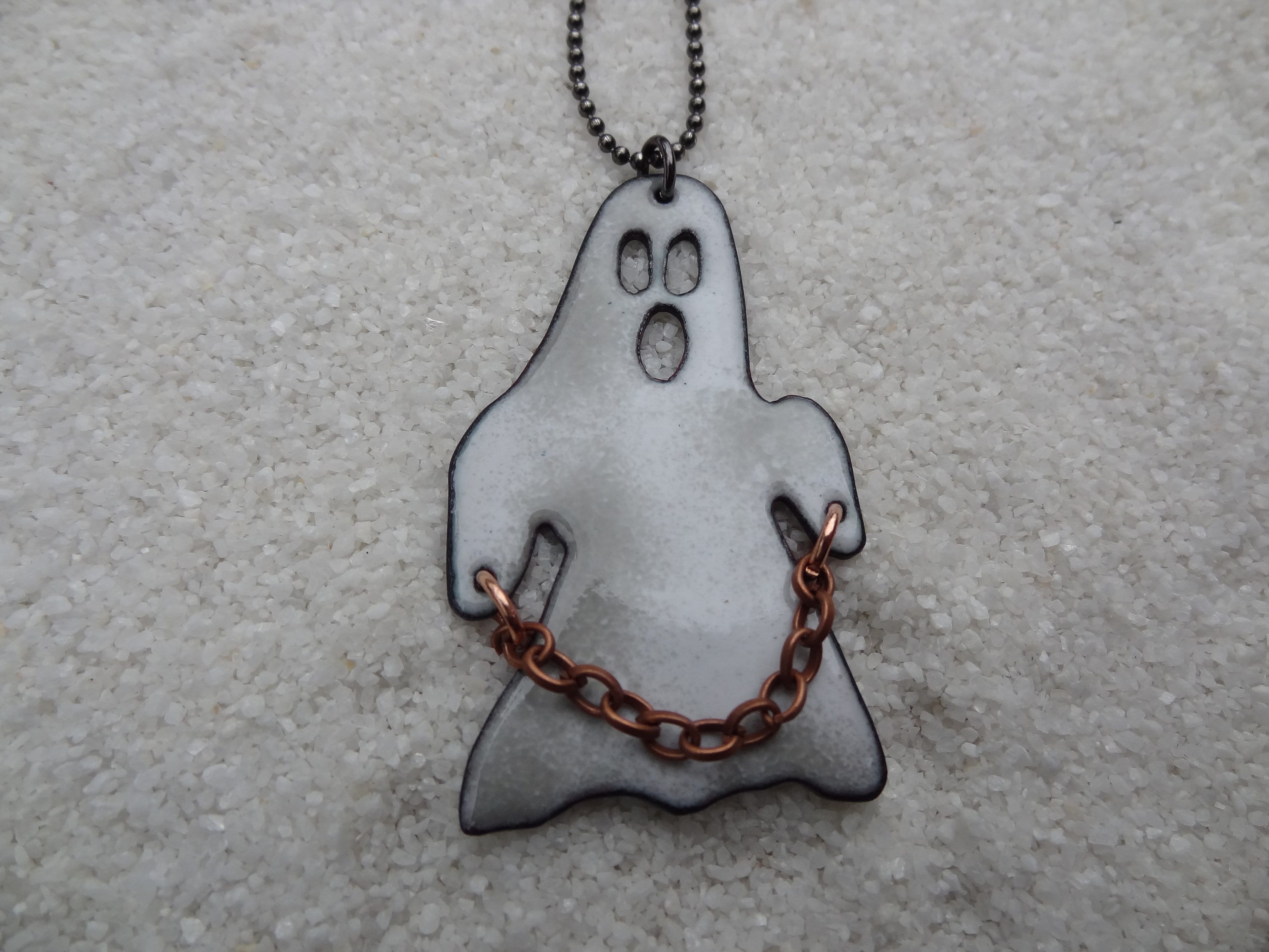 Ghost With Chains Necklace Ghost Jewelry Ghost Holding Copper