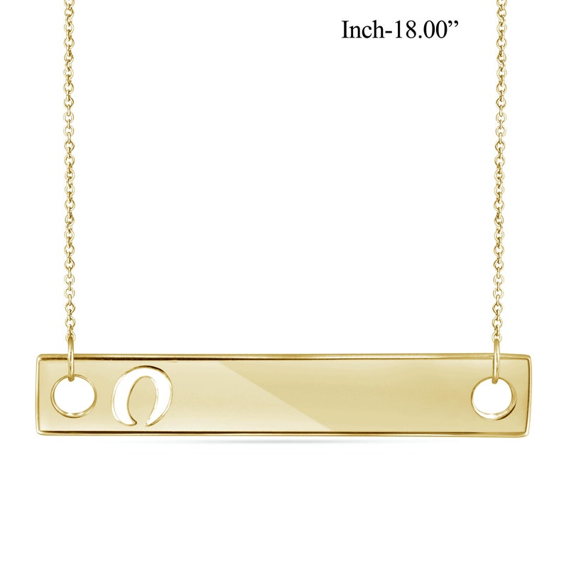 O Initial 14k Gold Over Silver Bar Necklace
