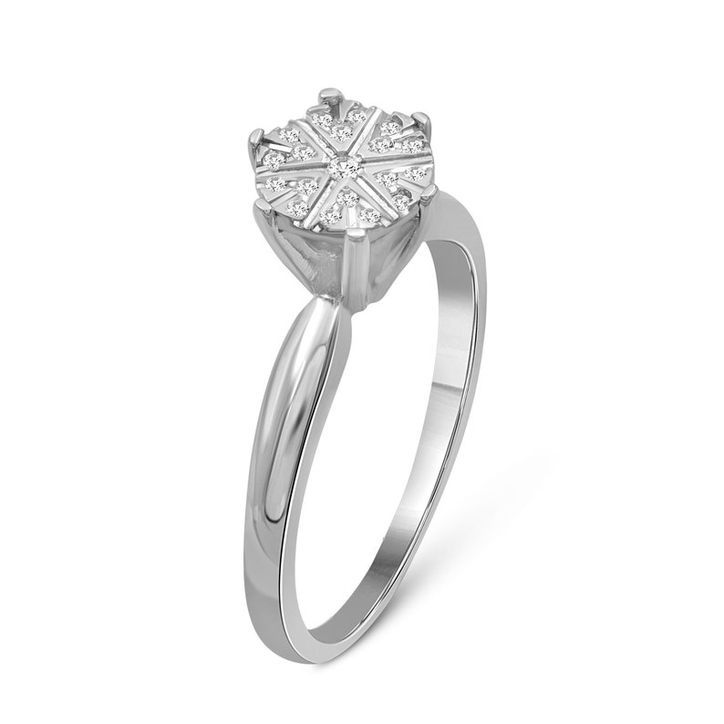 White Diamond Sterling Silver Flower Ring 110 Carat T.W