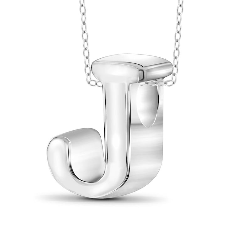 J Initial Pendant in Sterling Silver Etsy