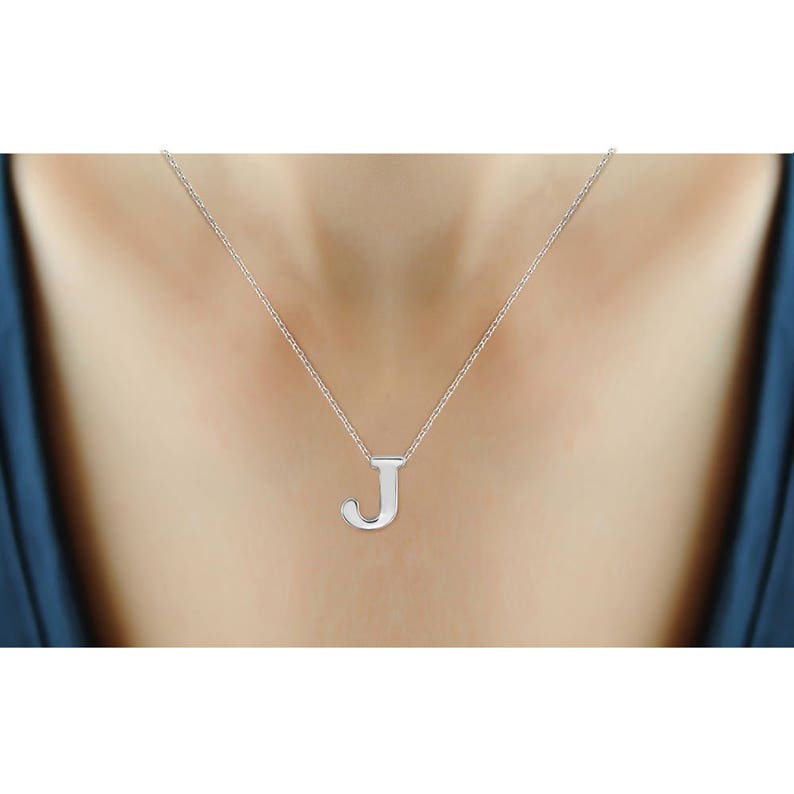 J Initial Pendant in Sterling Silver Etsy