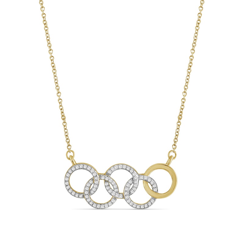 White Diamond 14k Gold Over Silver Olympic Symbol Pendant 14 Carat T.W