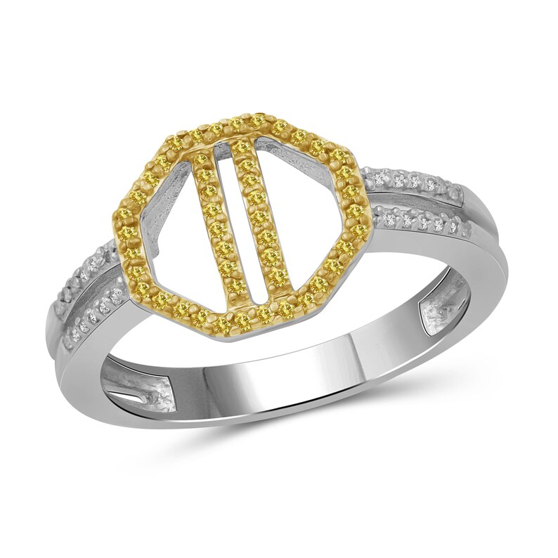 15 Carat T.W Yellow And White Diamond Sterling Silver Octagon Ring