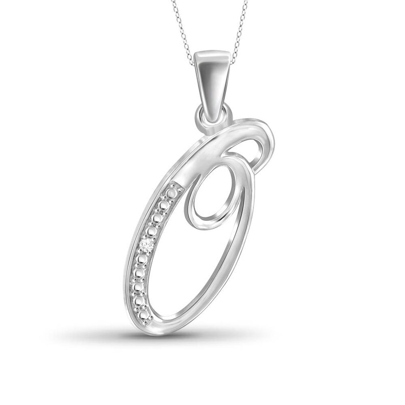 White Diamond Accent O Initial Pendant In Sterling Silver
