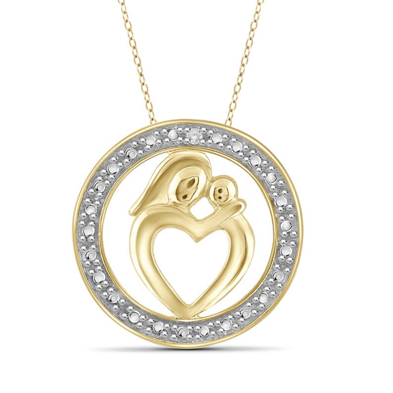 18 inches Mom Heart/ Pendant Necklace CZ Diamond Accents 14k White Gold Over
