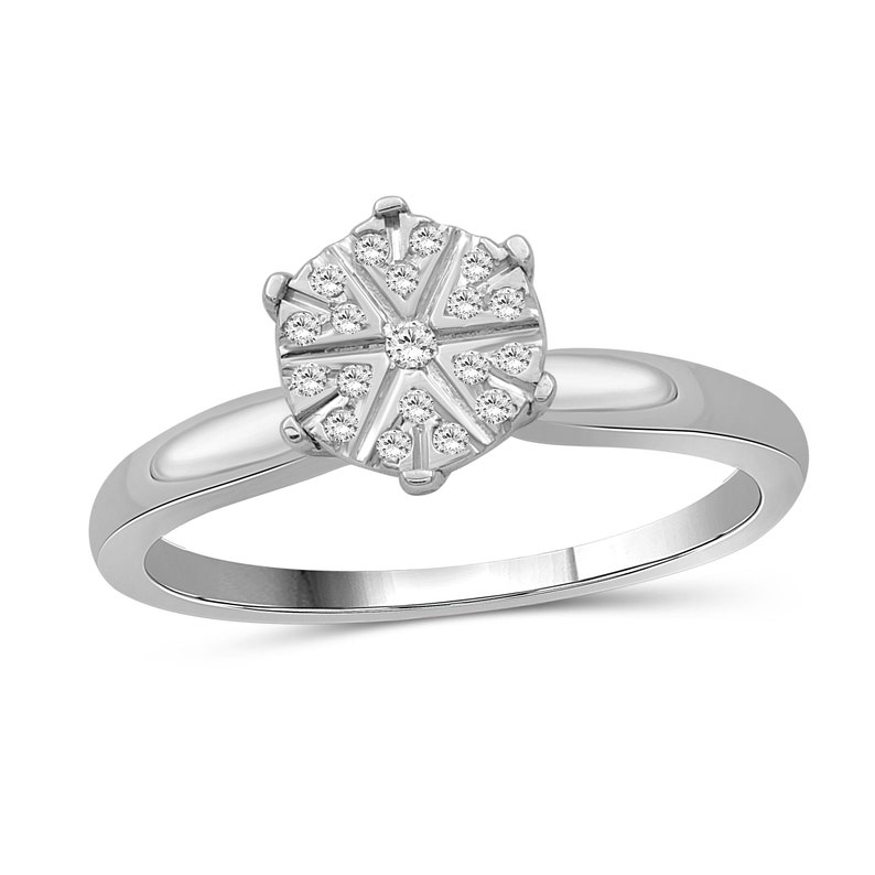 White Diamond Sterling Silver Flower Ring 110 Carat T.W