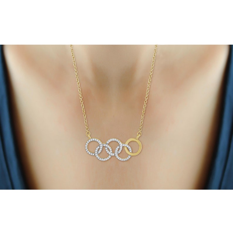 White Diamond 14k Gold Over Silver Olympic Symbol Pendant 14 Carat T.W