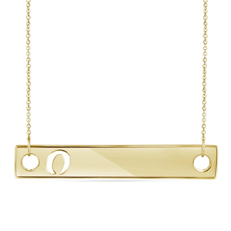 O Initial 14k Gold Over Silver Bar Necklace