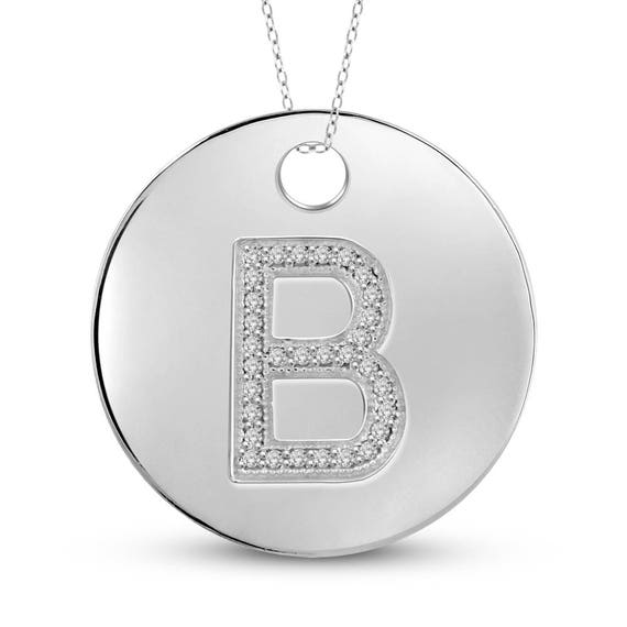120 CTW White Diamond E Initial Coin Pendant in Sterling Silver