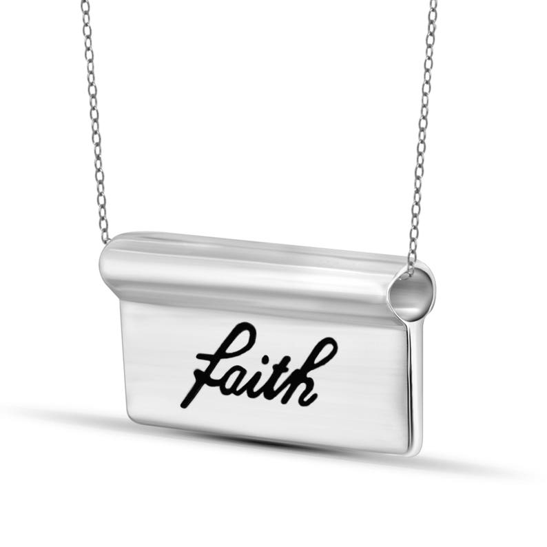 Faith Name Plate Necklace in Sterling Silver Etsy
