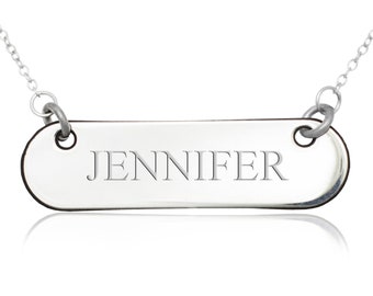 Custom Sterling Silver Necklace Name Bar