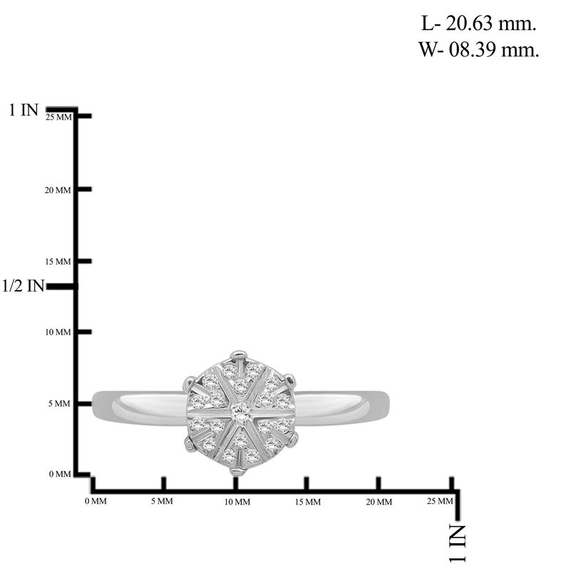 White Diamond Sterling Silver Flower Ring 110 Carat T.W