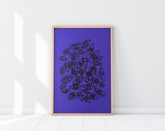 Screen Print. "Eyes". Poster. 50x70. Limited edition.