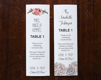 10 '2x6 Photo booth Cartes Place/Escort card inserts