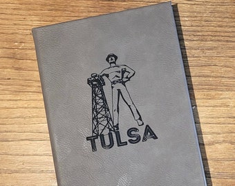 Personalized Leatherette Tulsa Golden Driller Journal: Custom Engraved