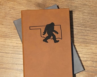 Personalized Bigfoot State Journal: Custom Engraved Leatherette Sasquatch Notebook
