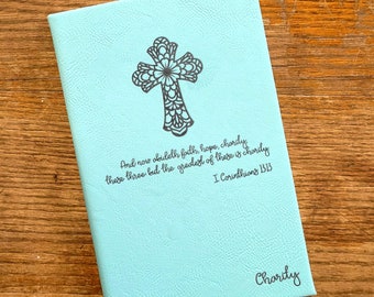 Personalized Cross Journal: Christian Bible Verse Notebook Gift