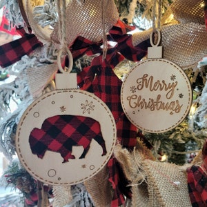 Personalized Buffalo Plaid Christmas Ornament Custom Design Wooden Ornament Christmas Ornament Farmhouse Engraved Custom Mother&#39;s Day Gift