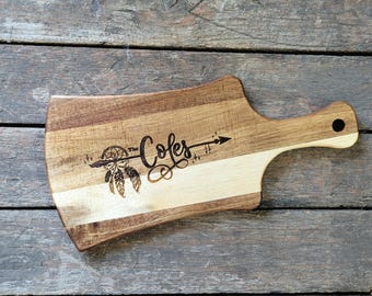 Personalized Acacia Wood Serving Board, Engraved Anniversary Gift or Housewarming Present