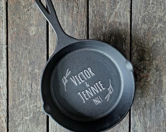 Personalized Cast Iron Skillet, Custom Engraved 8-Inch Traditional 6th Anniversary Gift