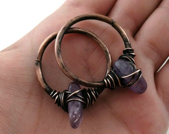 10g Ear Weights Amethyst Stone Tunnel Earrings