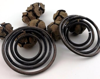 Rustic Hoop Weights  8 gauge Tunnel Earrings