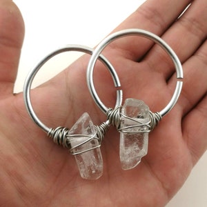 8 gauge Ear Weights Raw Stone Aluminium Tunnel Earrings