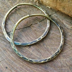 Brass Hammered Hoops - Hoops for Plugs - 10g