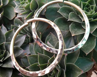 8 gauge Brass Hammered Hoops   Stretched Ear