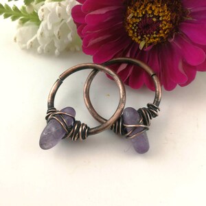 10g Ear Weights Amethyst Stone Tunnel Earrings image 2