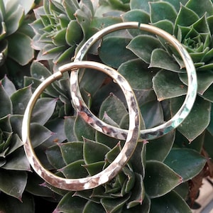 8 gauge Brass Hammered Hoops   Stretched Ear