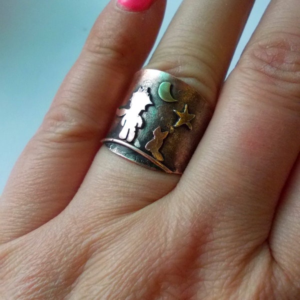 The Little Prince Copper Ring. The Little Prince and Fox Copper Ring. Copper Jewelry.