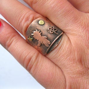 The Little Prince Copper Ring. The Little Prince and Rose Copper Ring