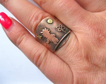 Anillo de cobre El Principito. Anillo de cobre El Principito y Rosa.
