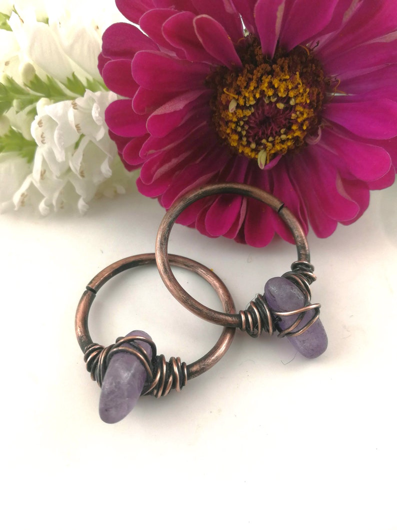 10g Ear Weights Amethyst Stone Tunnel Earrings image 4