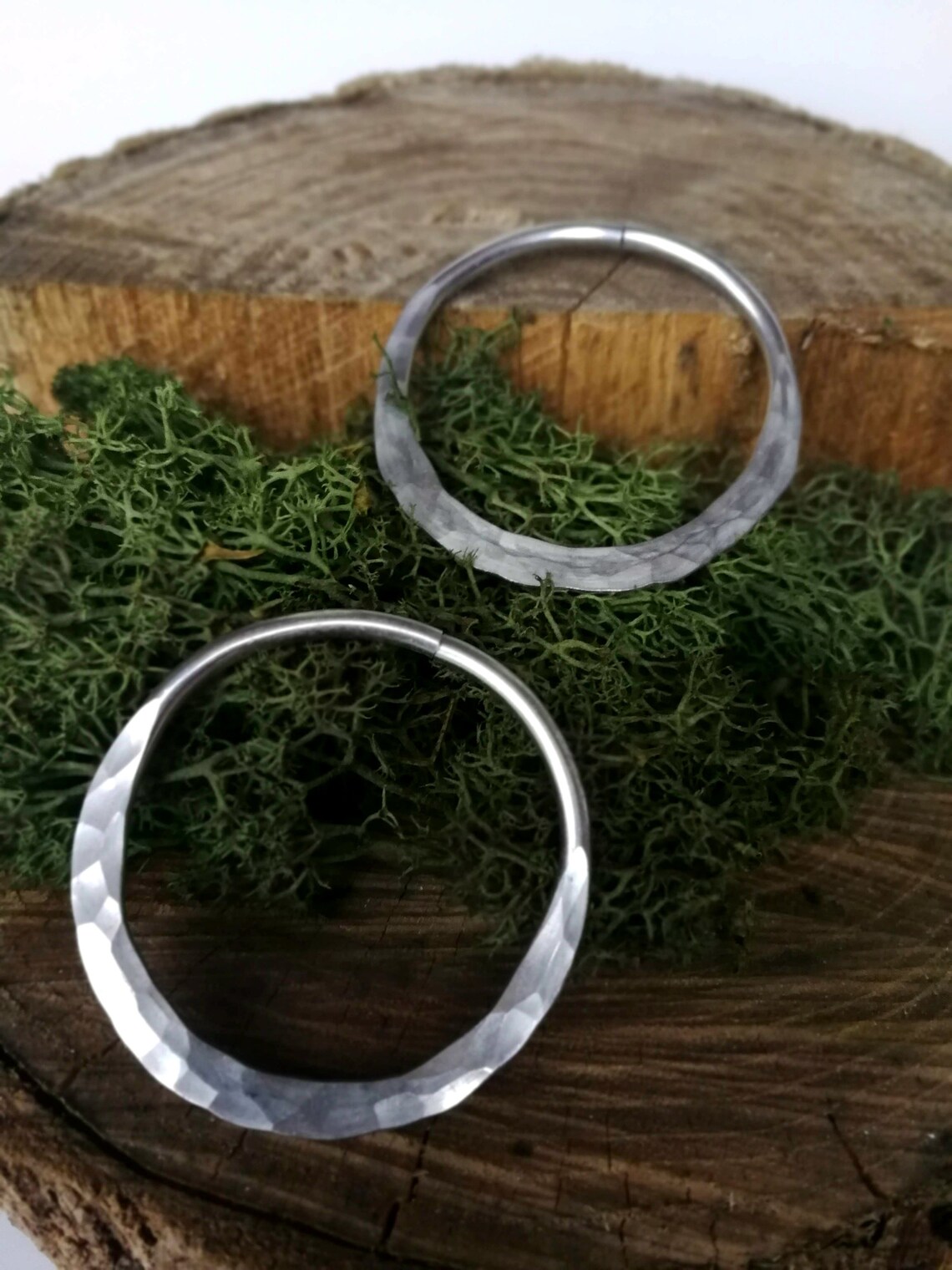 8 Gauge Hoops Pair Hammered Ear Weights Lightweight Etsy