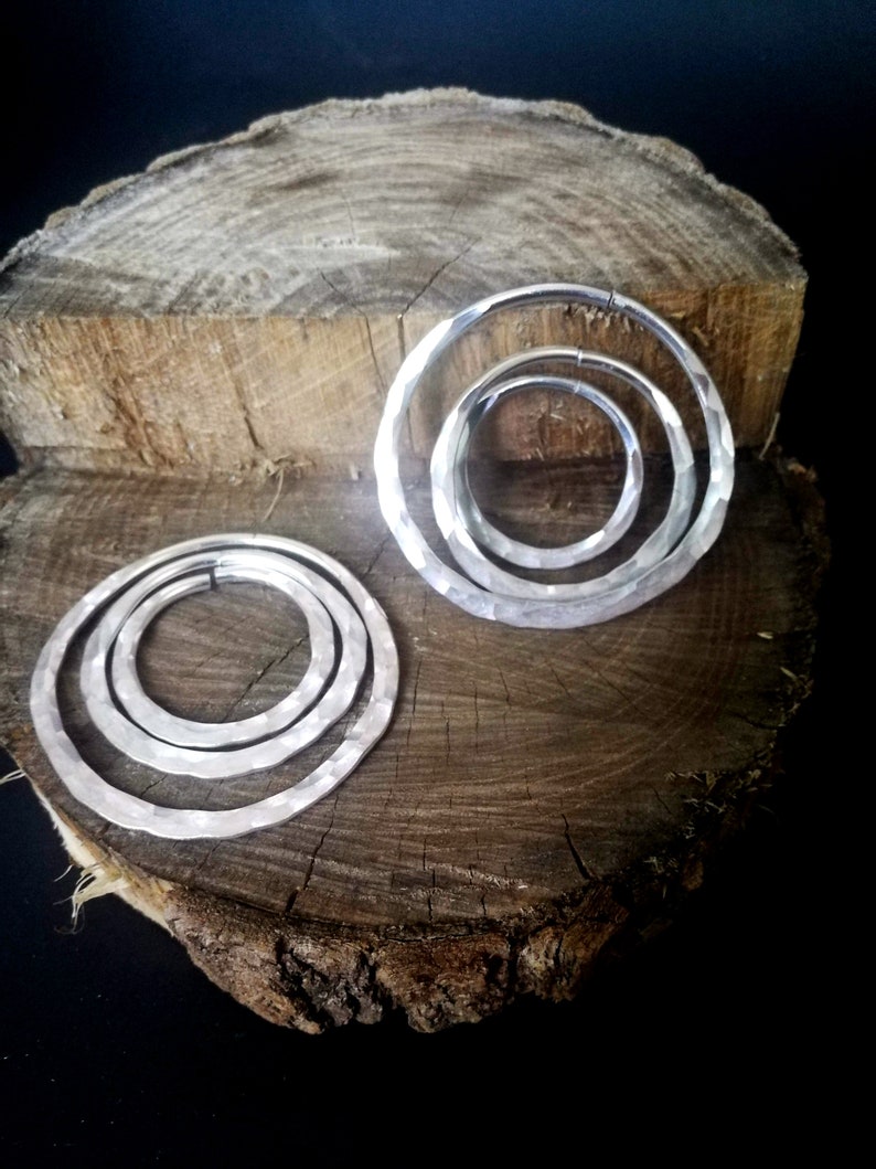 8 gauge Hammered Hoops Set of Hoops Stretched Ears Etsy