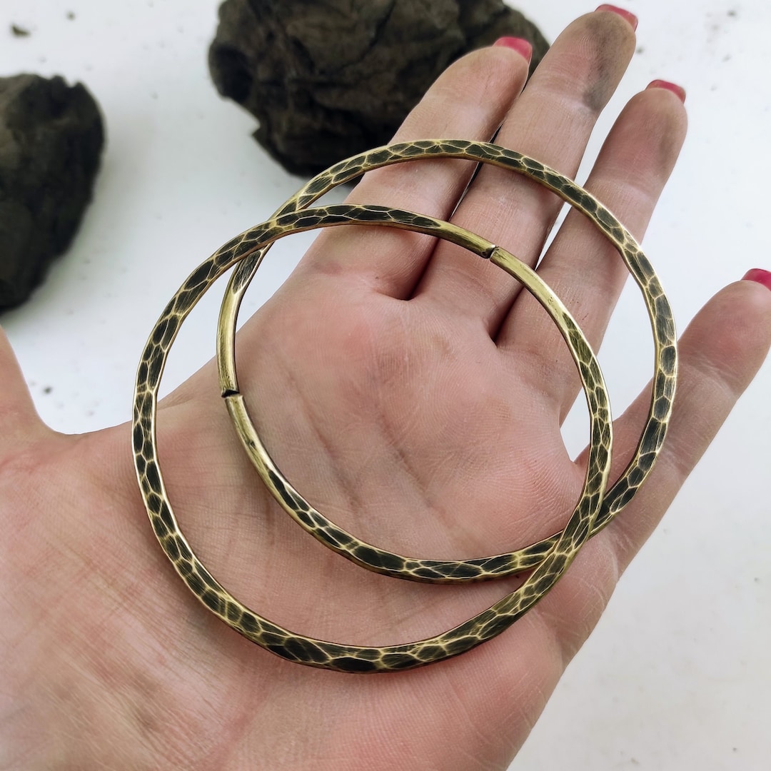 Hoop Earrings / 3 Inches Hammered Hoops / 8 Gauge Rustic Hoops ...