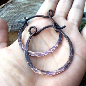 Rustic Hoops  / 10 gauge Stretched Ear / Hammered Ear Weights