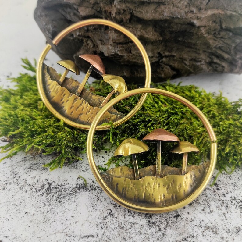 Mushroom Ear Weights / Mushroom Earrings /10 Gauge Tunnel Etsy