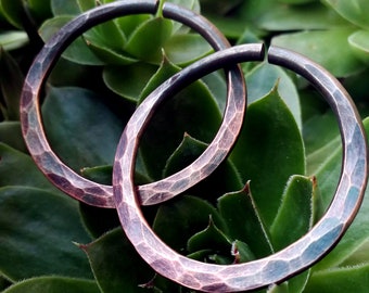 Rustic Hammered Hoops   8 gauge Stretched Ear